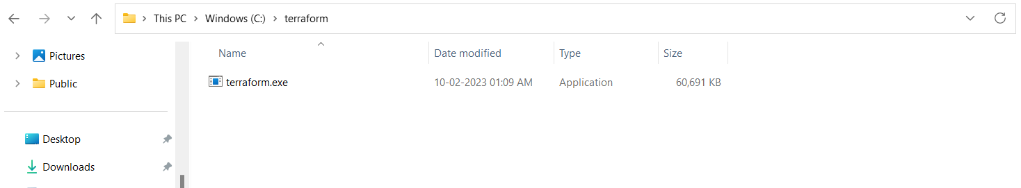 Window terraform folder